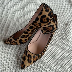 J Crew Mid Heel Pumps in Leopard Calf Hair